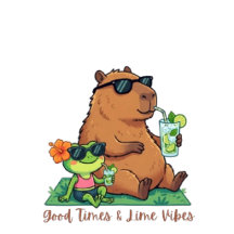 Retro Summer Holiday Capybara and Frog