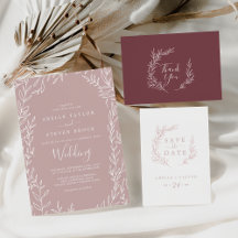 Minimal Leaf Burgundy and Blush Wedding Collection