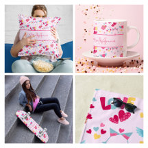 Valentine Pink Love Letters Pattern Elegant Name