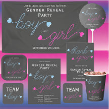 Pink or Blue Hearts Gender Reveal Party Collection