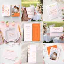 Stylish Pink & Orange Typography Wedding Suite