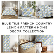 Blue Tile French Country Lemon Pattern Home Decor