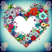 Pretty Floral Heart Photo Frame