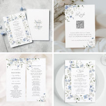 Elegant Blue White Green Floral Wedding Collection