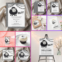 Black Kawaii Little Lamb Baby Shower