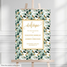 Eucalyptus Greenery and Gold Wedding Signs 198W