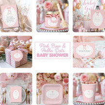 Pink Bow Polka Dots Coquette Girl Baby Shower
