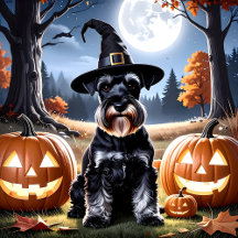 Schnauzer & Halloween Pumpkins