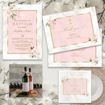 Pink Gold Marble Baptism Collection