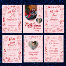 Cute Pink Christmas Quirky Doodle Custom Photo 