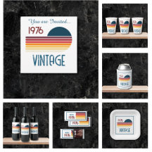 Vintage 1976 Retro Stripe Sun 50th Birthday