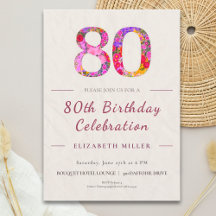 80th Birthday Invitations - Full Invite Collection