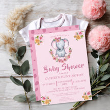 CUTE PINK ELEPHANT GIRL BABY SHOWER COLLECTION