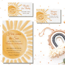 Simple Watercolor Sunshine Ray of Sun Baby Shower