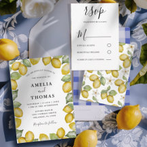 Modern Citrus Lemons & Floral Wedding Collection