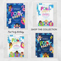 Pool Party invitations Decor and Favors