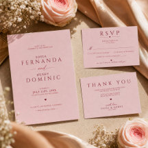 Blush Pink Minimalist Red Typography Wedding 