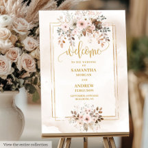 Pastel Blush Ivory Gold Wedding Welcome Signs 199W
