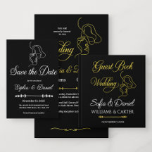 Luxury Black & White Wedding Chic Artistic Couple