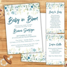 Teal Floral Baby in Bloom Baby Shower Supplies