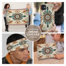 Vintage Native Feather Retro Dream Catcher Pattern