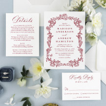 Elegant Burgundy Victorian Floral Wedding