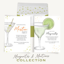 Watercolor Martinis Margaritas Whimsical Cocktails