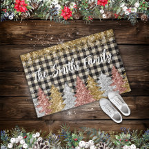 Christmas Plaid And Glitter With Text