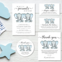 Elephant Little Peanuts Boy Twins Baby Shower