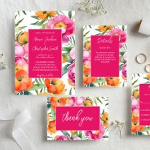 Pink bold pink orange flowers wedding suite