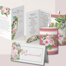 Pink Roses & Tropical Leaves Wedding Suite