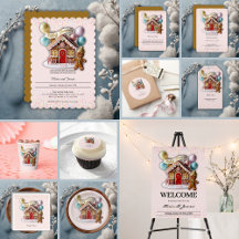 Pink Gold Gingerbread House Baby Shower