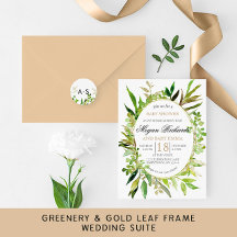 Greenery and Gold Leaf Framed Wedding & Party