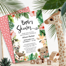 Cute Jungle Safari Animal Friends Baby Shower