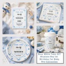 Blue Airplane Time One 1st Birthday Collection