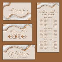 Elegant Gold Glitter Marble Agate Business Suite