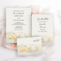 Tea Cup with White Rose Wedding