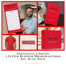 Professional Modern Monogram Logo Red Black White