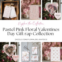 Pastel Pink Floral Valentines Gift Wrap Collection