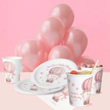 Pink Bunny in balloon - Baby Shower