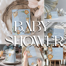 Babyshower Blue Tropical Safari Animals
