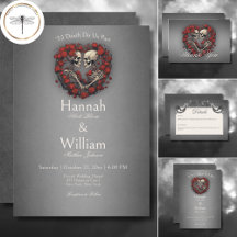 Gothic Dark Skeletons & Rose Heart Wedding