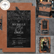 Gothic Black Raven & Black Roses Rust Wedding