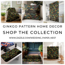 Ginkgo Leaf Pattern Monogram Name Home Decor