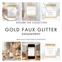 Gold Faux Gliter Engagement Party