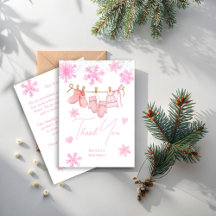 Snow in love pink snowflakes winter baby shower