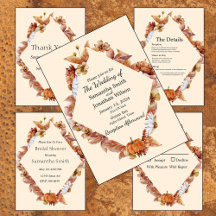 Modern Fall Orange BOHO Wedding Invitation
