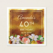 Birthday by age 40 to 70 Gold foil with flowers