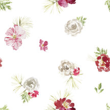 Watercolor Pink and Red Flowers Christmas Holiday