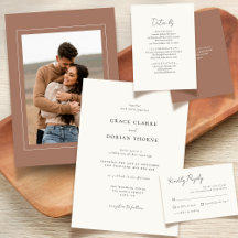 Elegant Mocha Mousse Terracotta Wedding Invitation